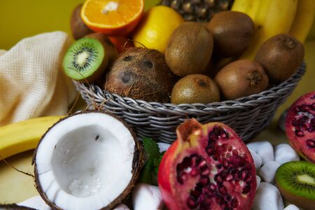 Tropical fruit basket.の写真素材