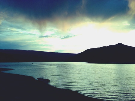 Rain clouds on a lakeの素材