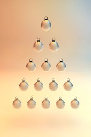 A pyramid shape made out of Christmas baubles  Christmas tree ornamentの写真素材
