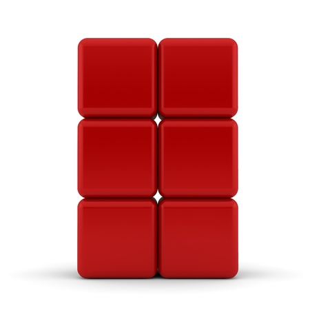 Red 3D rounded cubes isolated on white - abstract backgroundの写真素材