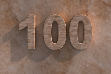 Number 100 embossed or carved from marble placed on a matching marble base