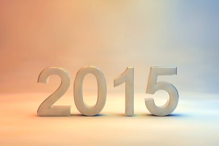 Decorative 2015 Christmas and New Year Greeting Card with a soft colour gradient from blue to brown and 3d numerals for the date, copyspace above for your seasonal messageの写真素材