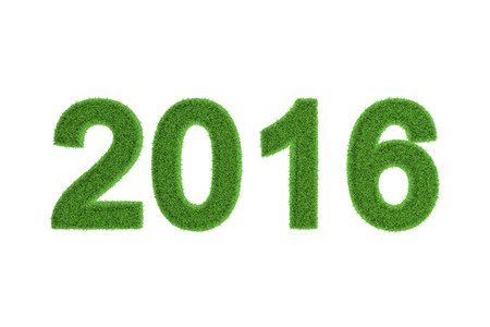 Decorative eco-friendly three-dimensional green grass numbers for the 2016 New Year and Christmas...