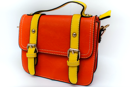 Backpack isolated on white background. Children's school satchel, colored briefcase for teensの写真素材