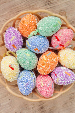 Colorful Easter eggs backgroundの写真素材