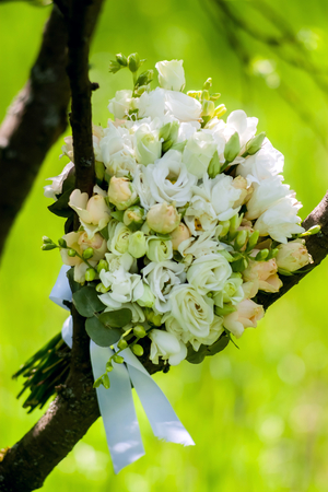A beautiful wedding bouquet closeup photoの写真素材