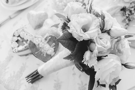 The bride's flower in black and whiteの写真素材