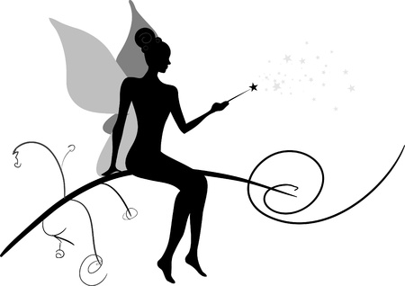 Silhouette of magic fairyのイラスト素材