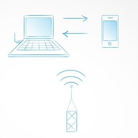 internet synchronization phone with computerのイラスト素材