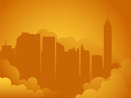 Cloudy sunshine city のイラスト素材