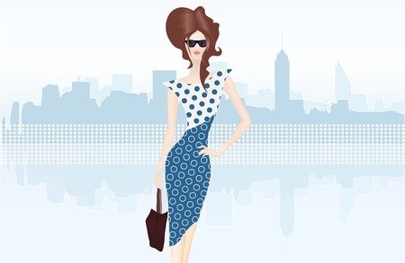 Shopping lady with bagのイラスト素材