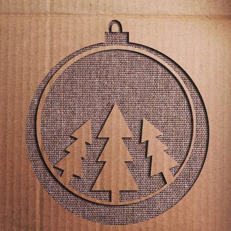 Christmas decoration over grunge background/vintage paper christmas cardの写真素材