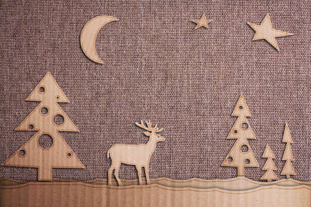Christmas decoration over grunge background/vintage paper christmas cardの写真素材