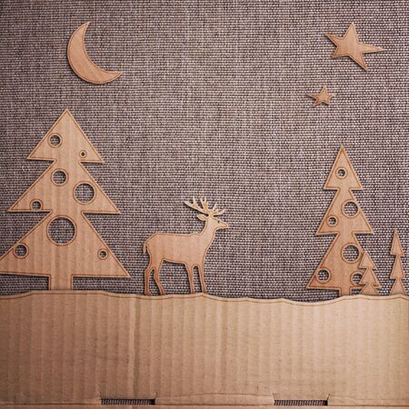 Christmas decoration over grunge background/vintage paper christmas cardの写真素材