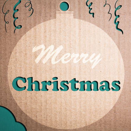 Christmas decoration over grunge vintage paper christmas cardの写真素材