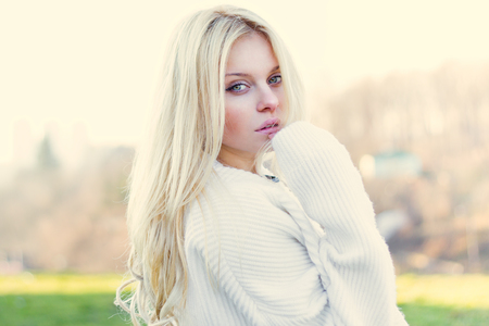 Portrait of a beautiful young girl close-upの写真素材