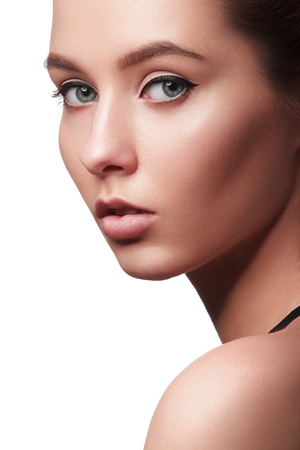 Beautiful Young Woman with Clean Fresh Skin . Cosmetology , beauty and spa .の写真素材