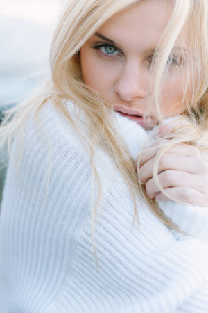 Outdoor portrait of young sensual womanの写真素材