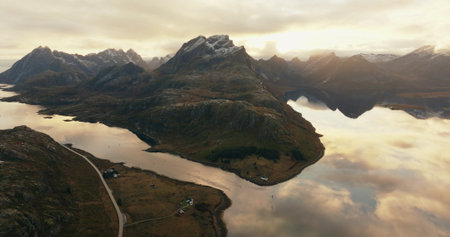 Majestic Mountain Reflections at Dawn in Lofoten, Norway