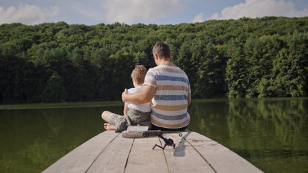 A Heartwarming Father and Son Bonding Experience by the Peaceful and Tranquil Lake