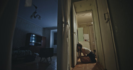 Lonely Night in the Kitchen A Silent Struggle with Deep Emotional Undertones and Reflections