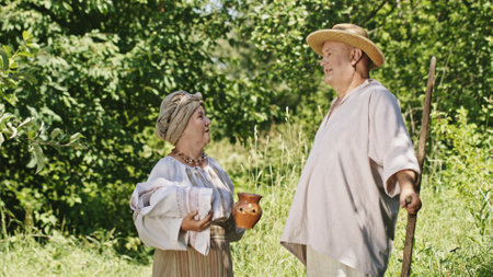A Rustic Conversation Between Two Country Folk Enjoying Nature and its Surroundings