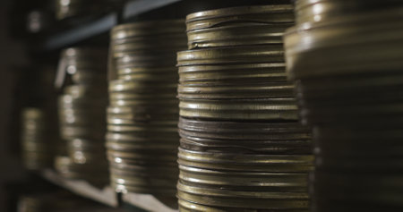 Stacked Metal Discs are organized in a designated storage room, displaying various inventory