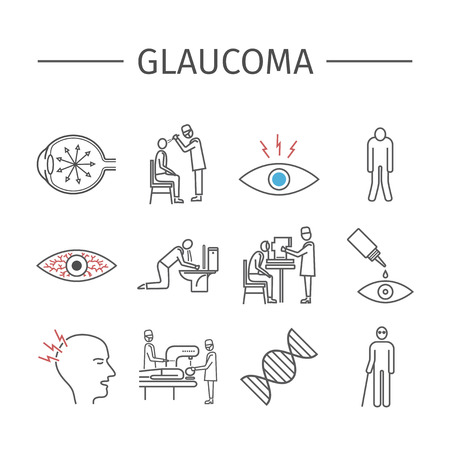 Glaucoma. Line icons set.のイラスト素材