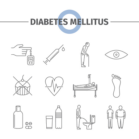 Diabetes Mellitus Symptoms and Symbols.のイラスト素材
