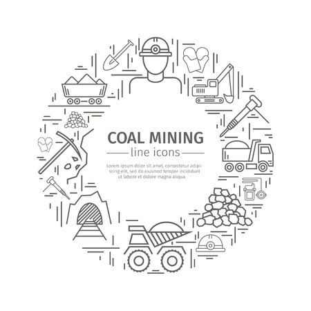 Coal mining web banner.のイラスト素材