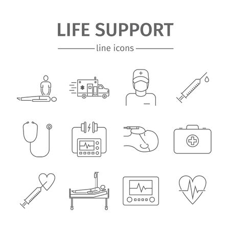 Reanimation symbols. Life support line iconsの写真素材