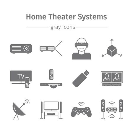 Home theater icons set. House technology. Vector illustration.の写真素材