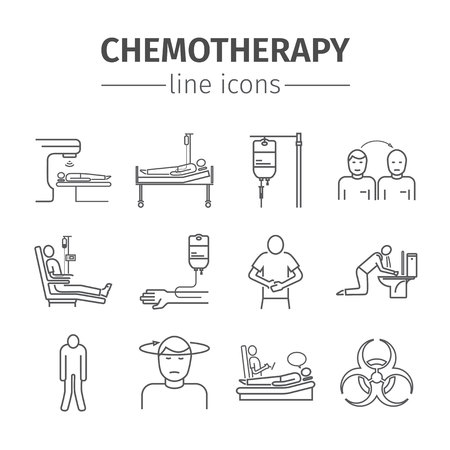 Chemotherapy line icons setのイラスト素材