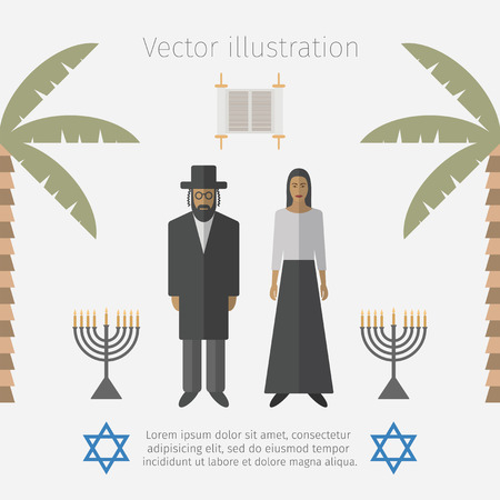 Israel icons set. Jewish people.のイラスト素材