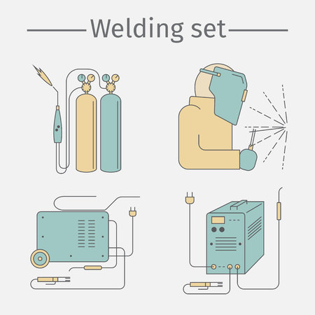 Welding line icon set. Vector illustration.のイラスト素材