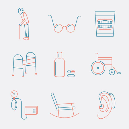 Symbols of Older People. Linear color icon. Vector.のイラスト素材