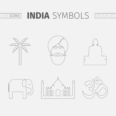 Symbols of India. Line icon. Characteristic iconsのイラスト素材
