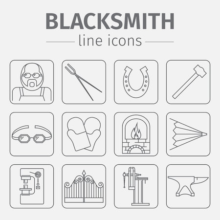 Blacksmith icons set.のイラスト素材