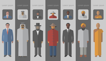 Set of flat people icons. Different race and religionsのイラスト素材