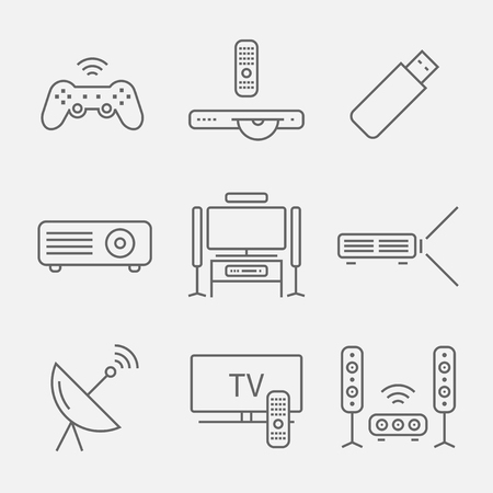 Home theater line icons. House technology. Vector illustrationのイラスト素材