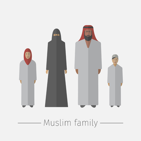 Muslim family. Flat illustrationの写真素材