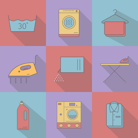 Flat style with long shadows, laundry icon.のイラスト素材