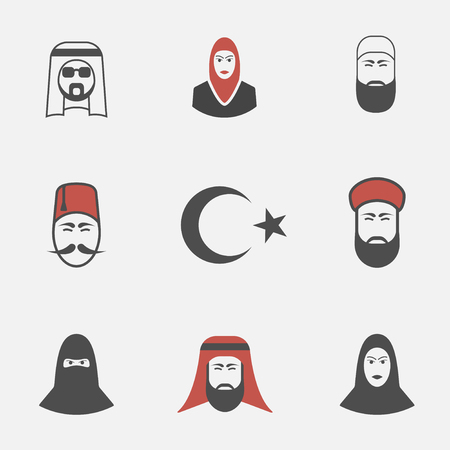 Arabic people, flat icons.のイラスト素材