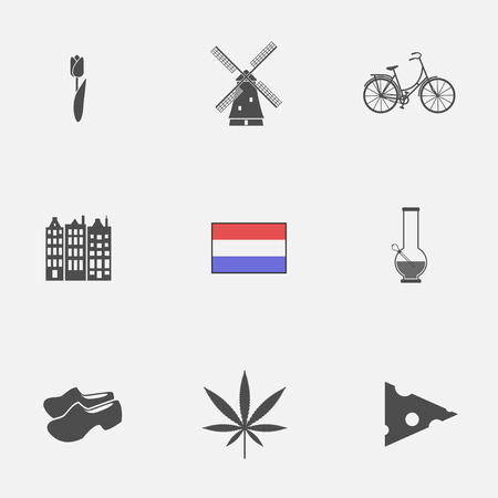 Netherlands icon set in flat style.のイラスト素材