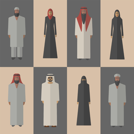 arabic people, flat icons.のイラスト素材