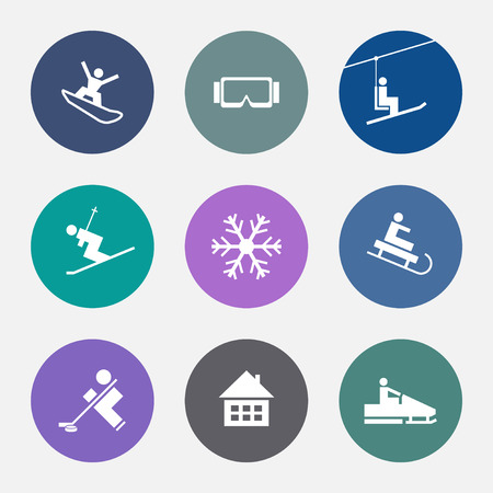 Winter Icons. Ski sport. Buttons Set. Resortのイラスト素材