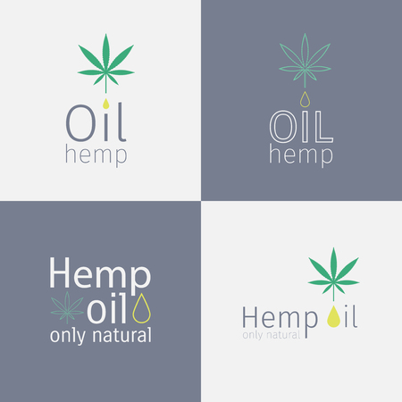 Hemp oil logo setのイラスト素材