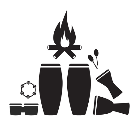 Percussion instruments Icon set. Vector sign for web graphicのイラスト素材