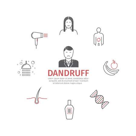 Dandruff. Line icons set. Vector signsのイラスト素材