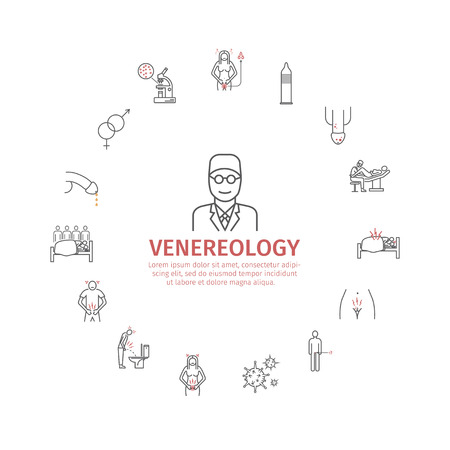 Venereal diseases line iconのイラスト素材